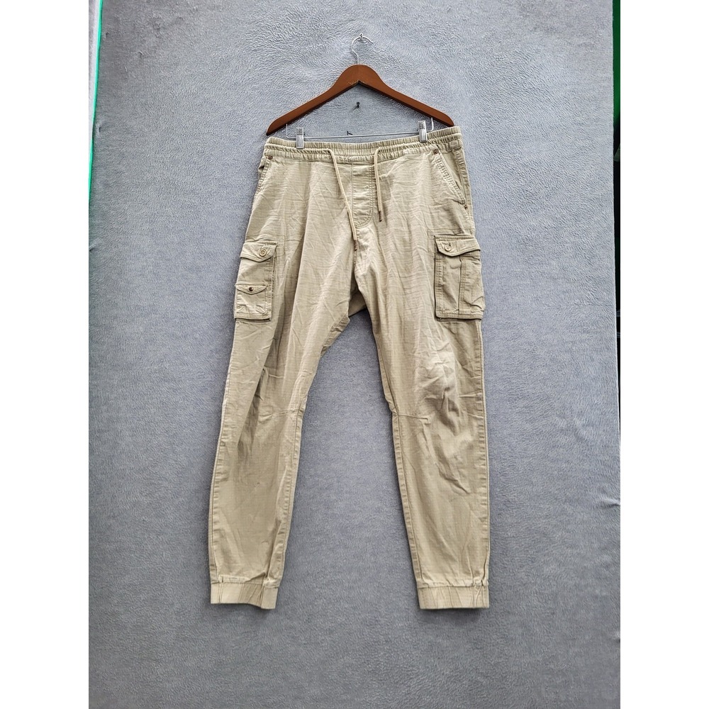 Ecko Unltd. Men Pants 34 Khaki Cargo Button 29" Inseam Logo Outdoor